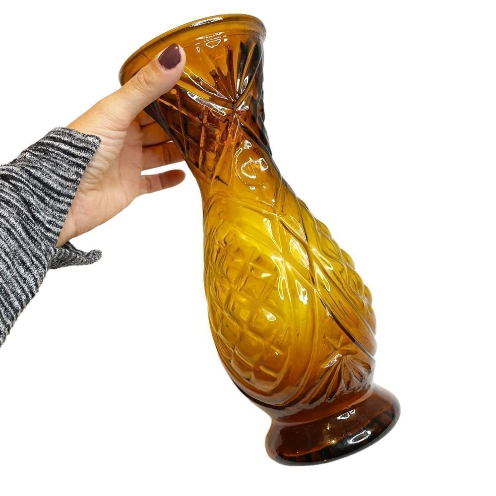 Vintage MCM Italian Rossini Empoli Amber glass vase - Picture 2 of 7